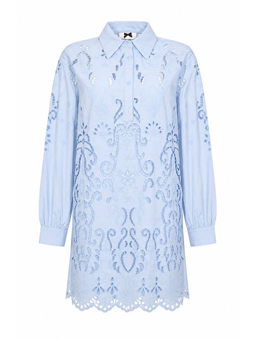 Abito camicia in cotone con ricamo ajour NO SECRETS | 261NS232CELESTE